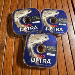 DESTOCKAGE PÊCHE LOT 3 BOBINES ASSO ULTRA 0,120 mm 1,6 kg 25 mètres