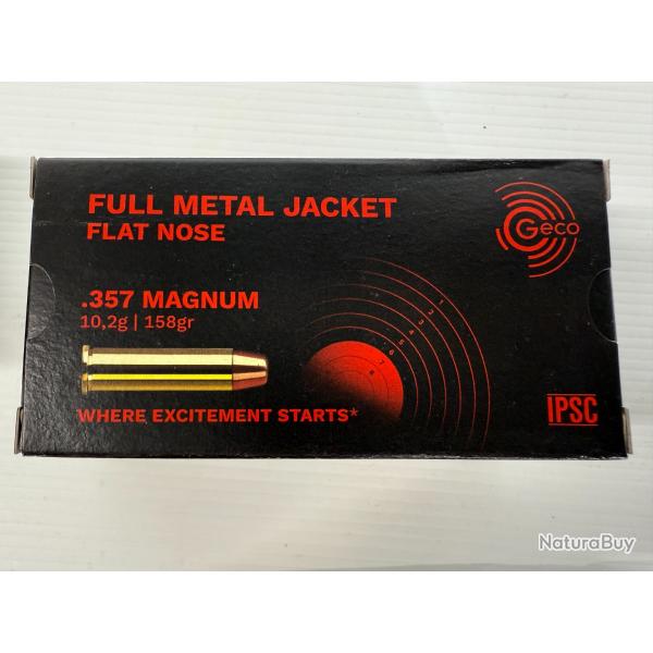 GECO CAL 357 MAG FMJ 10.2/158GR VENDU PAR 2  BOITES DE 50 BALLES FRAIS DE PORT OFFERT