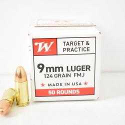 Vente flash !1000 Munitions Winchester 124 gr FMJ cal. 9x19