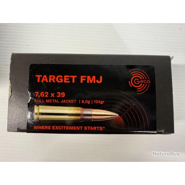 GECO CAL 7.62X39 FMJ 8G/124GR BOITE DE 50 BALLES FRAIS DE PORT OFFERT