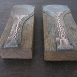 2 Tampons d'imprimerie cuivre 1930