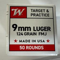 WINCHESTER 9 MM LUGER 124 GR FMJ VENDU PAR 2 BOITES DE 50 BALLES FRAIS DE PORT OFFERT
