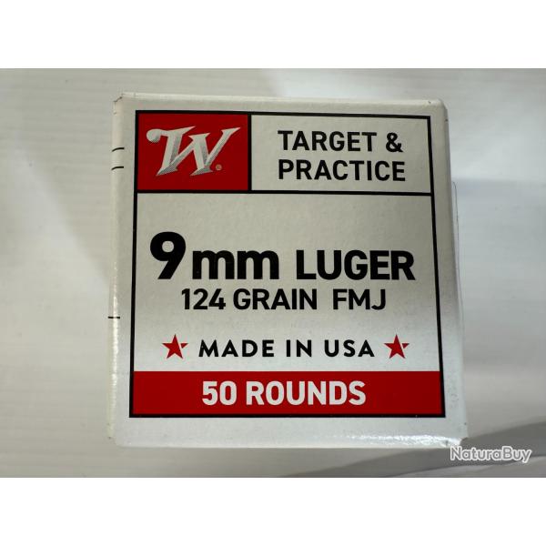 WINCHESTER 9 MM LUGER 124 GR FMJ VENDU PAR 2 BOITES DE 50 BALLES FRAIS DE PORT OFFERT