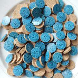 Lot de 100 rondelles liège nominatives en calibre 16 , n°5.