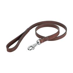 Laisse cuir double 120 cm marron