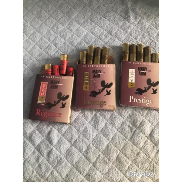 3 botes de 10 cartouches cal 12 ,mary arme prestige,  plombs . ,4 ,7   36 gr