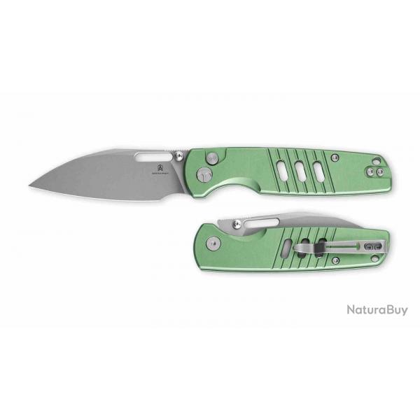 Couteau Bestechman Vector Green Lame Wharncliffe Acier D2 Manche Alu Bouton Lock BTKMK15C