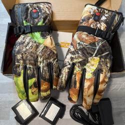 Gants camouflage chauffant avec batterie.... 1 euro sans reserve