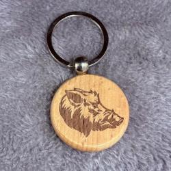 Porte clé chasse 1 sans réserve Motif tête de sanglier