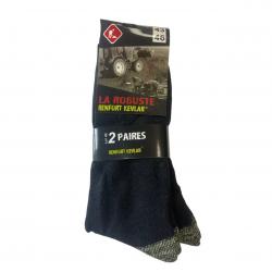 LOT DE 2 PAIRES DE CHAUSSETTES ROBUSTE NOIR RENFORT KEVLAR bf