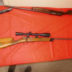 Carabine MAUSER 1896/38 SUEDOISE modifi&eacute;e en 22 Hornet  monocoup