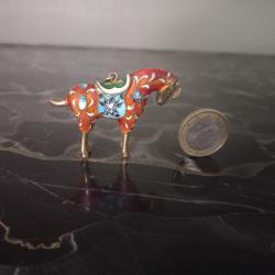 RARE  grand pendentif cheval cloisonné vintage