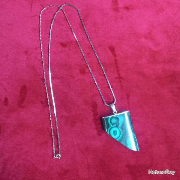 collier de crateur en argent et malachite