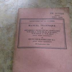 manuel détecteur de métaux US army ww2 French seconde guerre BE et réglementaire