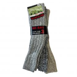 LOT DE 3 MI BAS MONTAGNE GRIS/BEIGE bfe