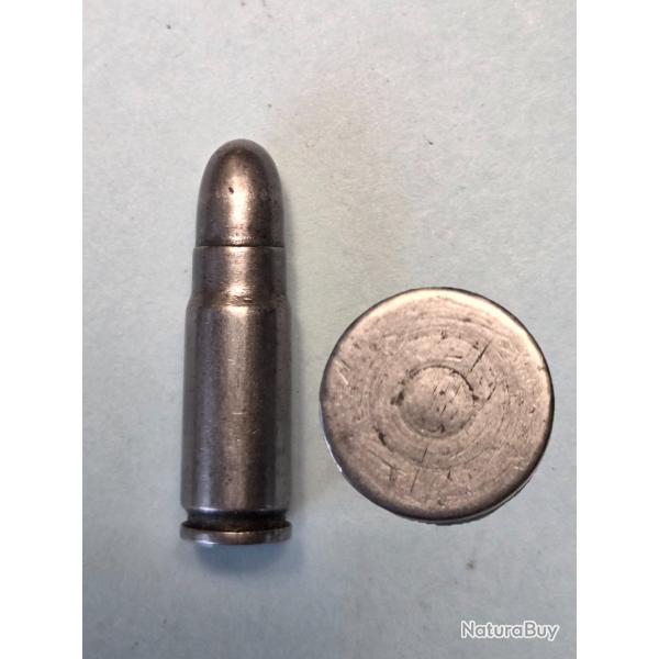Une rare  fausse cartouche 7,63 Mauser Werkzeug  pour armurier en acier nickel