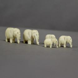 Suite de 5 éléphants sculptés ivoire
