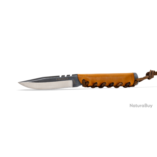 Wildsteer BABY WILD - Couteau Outdoor Premium en Cuir Gold | Lame Sandvik 14C28N