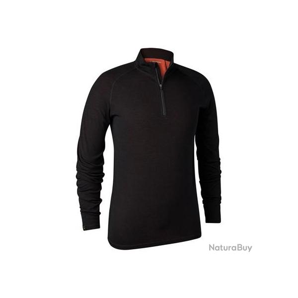sous-Vtement Homme Deerhunter Demi-Zipp Quinn Merino - Black Oak