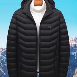 Doudoune chauffante, capuche amovible