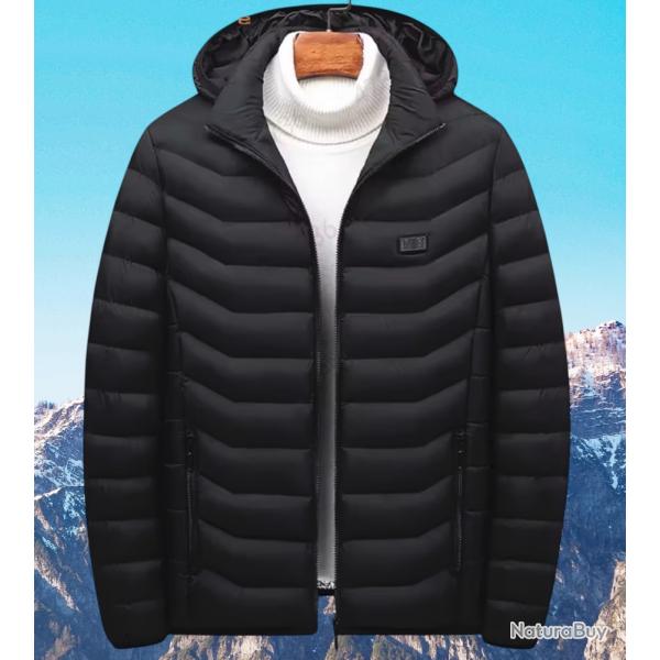 Doudoune chauffante, capuche amovible