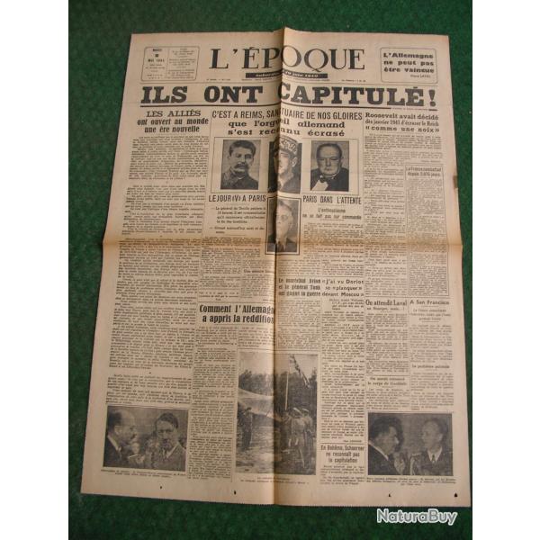 WW2 FRANCE JOURNAL FRANCAIS " L'POQUE  8 MAI 1945 " POQUE ARMISTICE (39-45) be