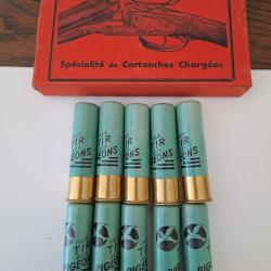 Boîte de10 belles cartouches anciennes cal 20 douilles cartons  TIR AUX  PIGEONS