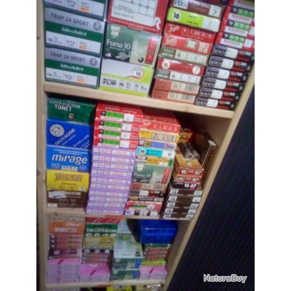 - ENORME LOT PLUS de 20.000 cartouches calibre 16- 20- 12 / ACHAT MINIMUM 10 boites de 10 cartouches