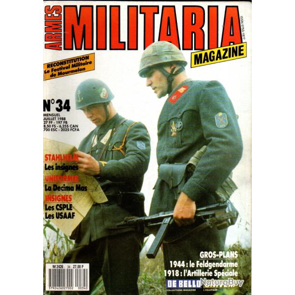 Militaria magazine 34 police militaire germanique, sahariens lgion, insignes tissus usaaf, dcima m