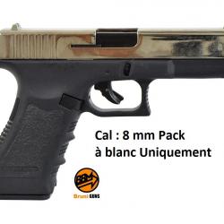 Pistolet Gap Nikelé 8 mm , réplique du Glock 17