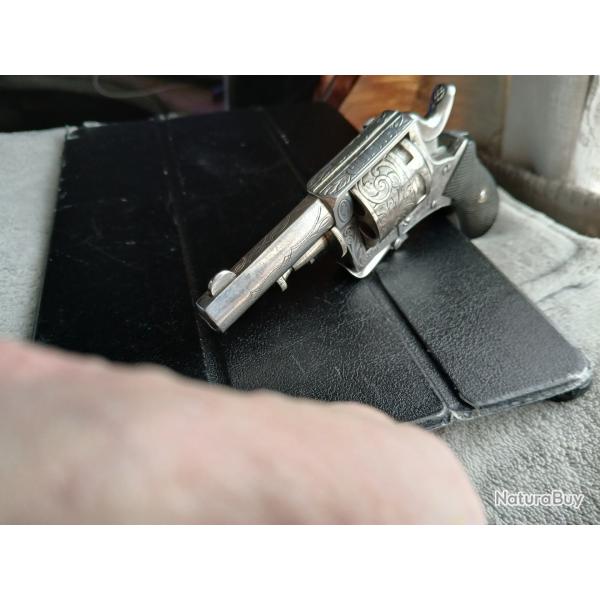 Revolver bulldog de toute beaut tout sculpter poli blanc simple et double action