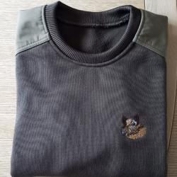 Pull chasse marron avec broderie sanglier taille L
