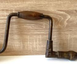 Outil Ancien Artisanal Chignole Vilebrequin Manivelle Perceuse Travail du Bois