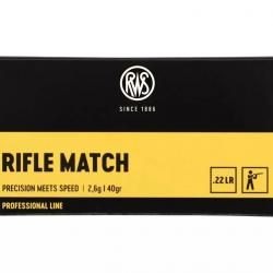 50 balles RIFLE MATCH Cal. 22LR 40 GRS RWS
