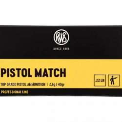 50 balles PISTOL MATCH 22LR 40GRS RWS