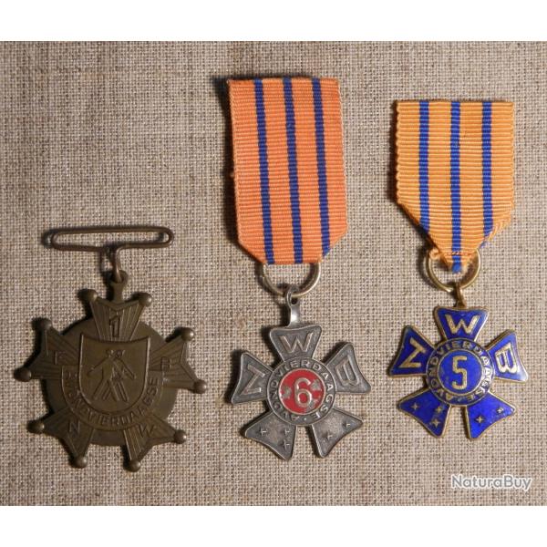 Lot de 3 mdailles sportives des Pays-Bas