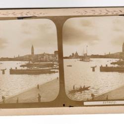 VENISE PHOTO STEREO DU YACHT DU KAISER WILHELM II - ARRIVEE AU PORT ENVIRON ENTRE 1890 ET 1900