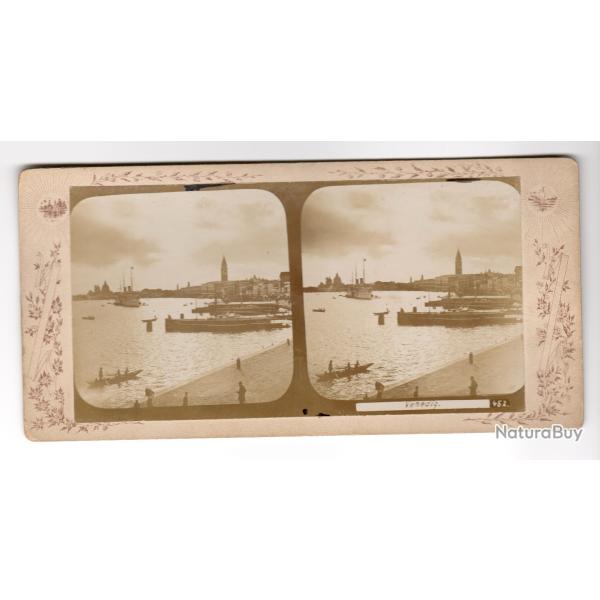 VENISE PHOTO STEREO DU YACHT DU KAISER WILHELM II - ARRIVEE AU PORT ENVIRON ENTRE 1890 ET 1900