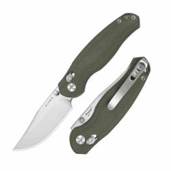 Couteau Kizer Phoca CC Lame Acier AEB-L Manche Micarta Green Clutch Lock KIV3780A1