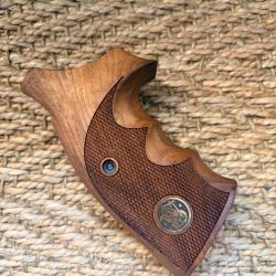 Poignée bois noyer Smith & Wesson K-Frame - quadrillage + médaillons - Neuf