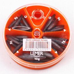 PLOMB BOITE OLIVE LONGUE X5 - PERCEE - LEMER