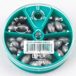 PLOMB BOITE OLIVE BOMBEE PERCEE X5 - LEMER
