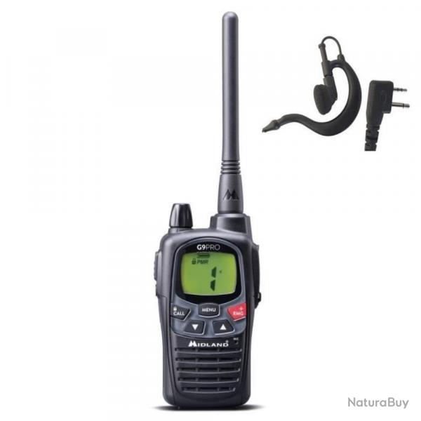 TALKIE WALKIE G9 PRO NOIR + OREILLETTE - MIDLAND