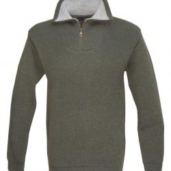PULL COL ZIP CAMIONNEUR KAKI - 3XL - KALAHARI