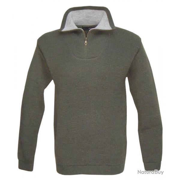 PULL COL ZIP CAMIONNEUR KAKI - 3XL - KALAHARI