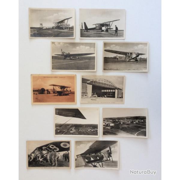 LOT 10 CARTES-POSTALES AVIATION / ISTRES ET BERRE / AVIONS - HANGARS - HYDRAVION - CAMP MILITAIRE