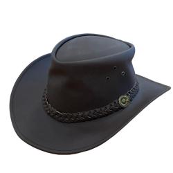 CHAPEAU EN CUIR MARRON