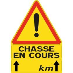 PANNEAU TRIANGLE SIGNALISATION CHASSE EN COURS - 