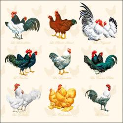 SERVIETTE POULES COQS - AMBIENTE