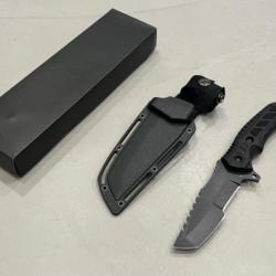 Couteau APEX bushcraft noir + firesteel étui kydex enchère